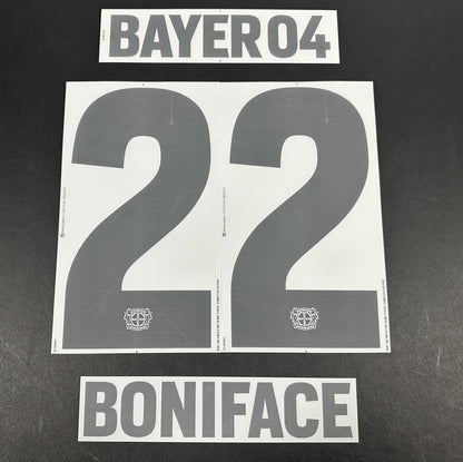 2023 2024 DekoGraphics BAYER LEVERKUSEN BONIFACE 22 AWAY PLAYER SIZE NAME SET