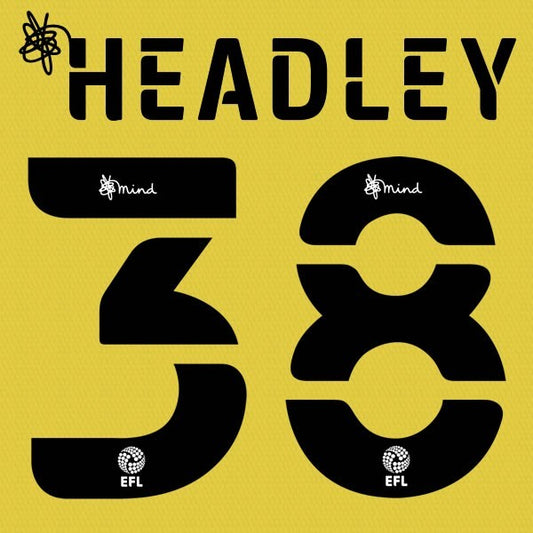HUDDERSFIELD 2020 2021 OFFICIAL HEADLEY 38 3RD PLAYER SIZE NAME SET