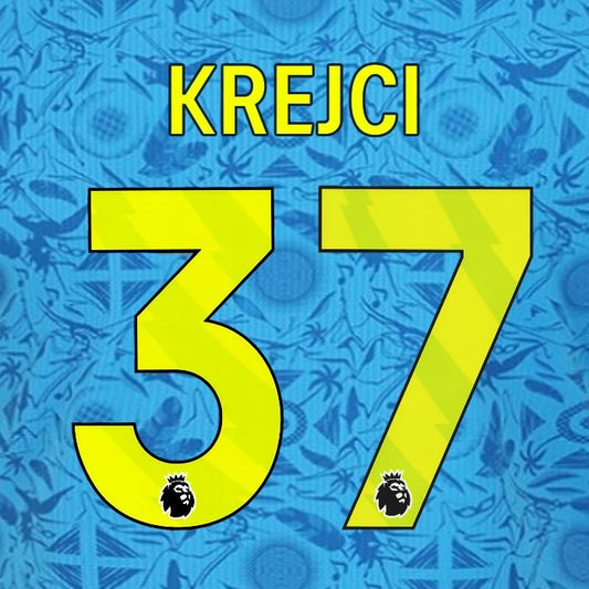 2025 2026 WOLVES 3RD YELLOW KREJCI 37 OFFICIAL PLAYER SIZE NAMESET