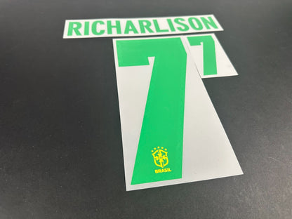BRAZIL 2020 2021 OFFICIAL RICHARLISON 7 HOME PLAYER SIZE NAMESET - 260MM