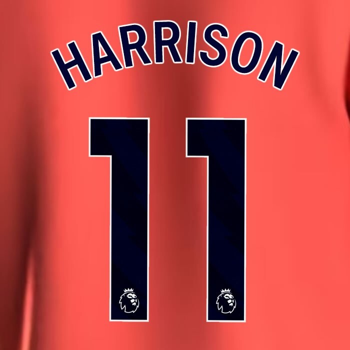 2023 2024 EVERTON HARRISON 11 OFFICIAL BLUE AWAY PLAYER SIZE NAMESET
