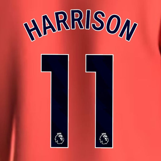 2023 2024 EVERTON HARRISON 11 OFFICIAL BLUE AWAY PLAYER SIZE NAMESET