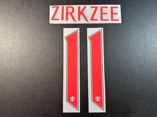 2024 2025 OFFICIAL MAN UNITED ZIRKZEE 11 CUP PLAYER SIZE RED NAMESET