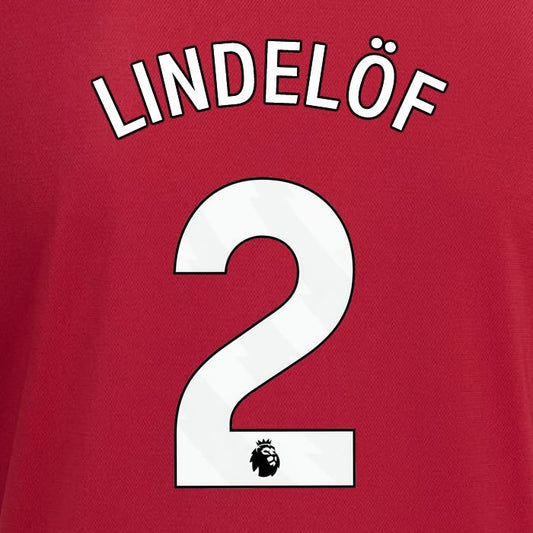 2023 2024 MANCHESTER UNITED LINDELOF 2 HOME WHITE PLAYER SIZE NAMESET