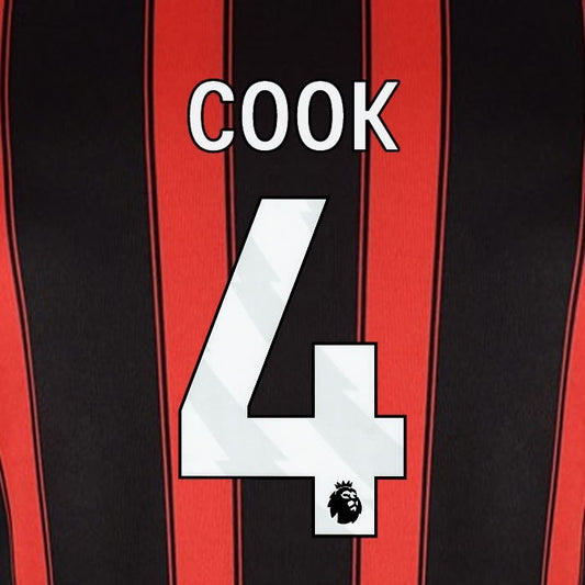 2023 2024 BOURNEMOUTH COOK 4 WHITE HOME PLAYER SIZE NAME SET