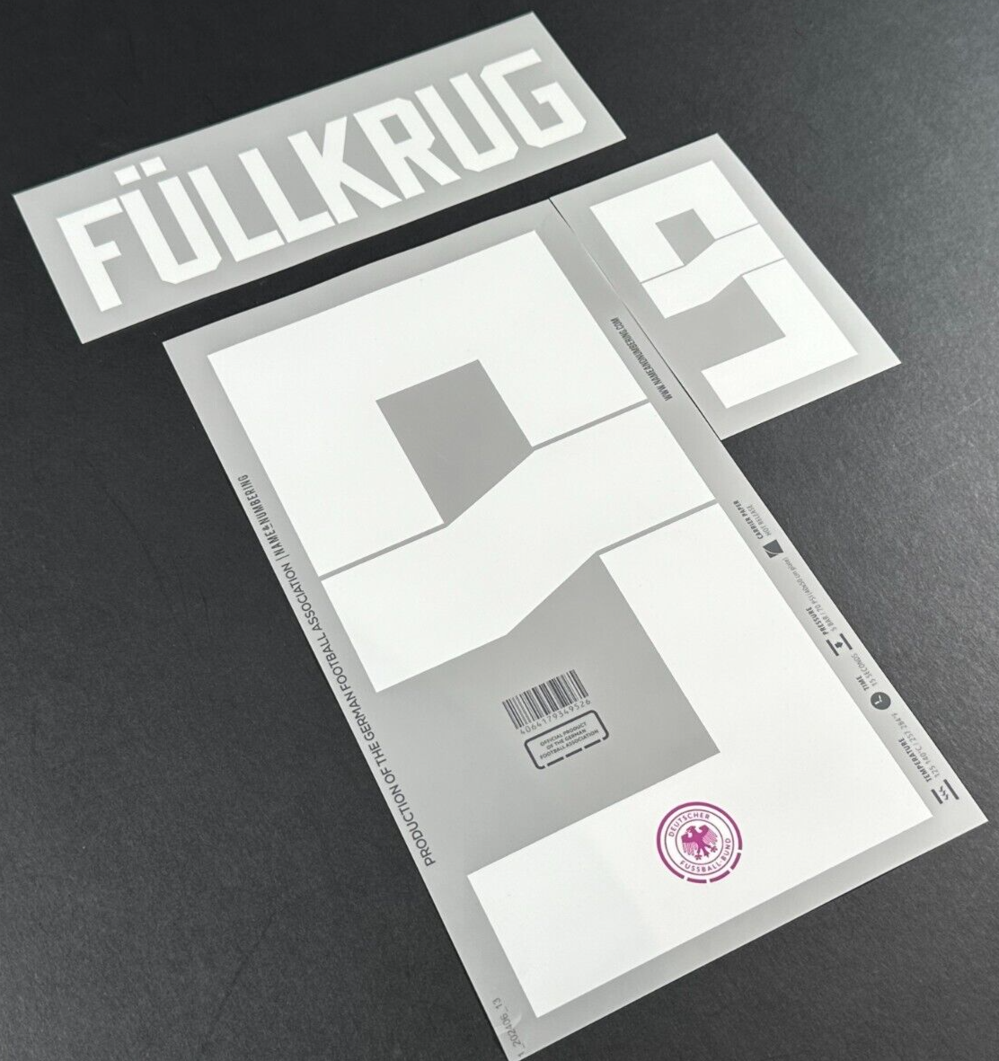GERMANY 2024-2025 OFFICIAL NAME & NUMBERING FULLKRUG 9 AWAY PLAYER SIZE NAMESET