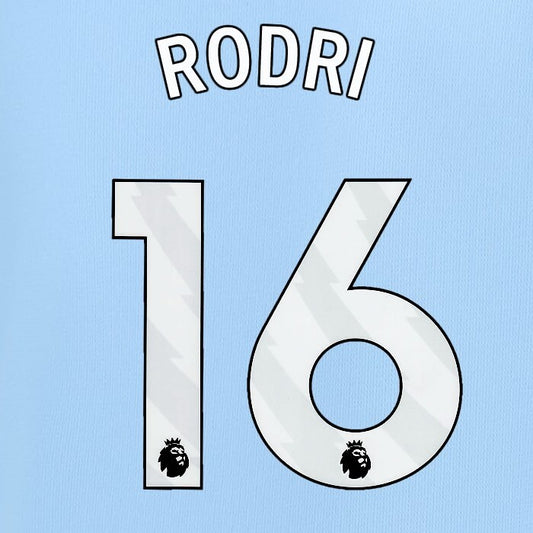 2024 2025 MANCHESTER CITY RODRI 16 WHITE HOME PLAYER SIZE NAME SET