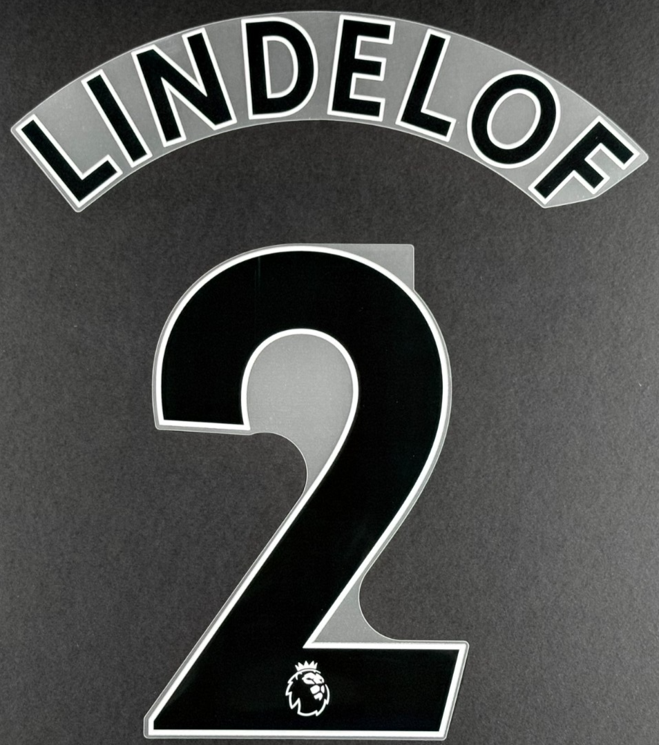 MAN UTD 2019/2023 LINDELOF 2 OFFICIAL AVERY DENNISON BLACK PLAYER SIZE NAME SET