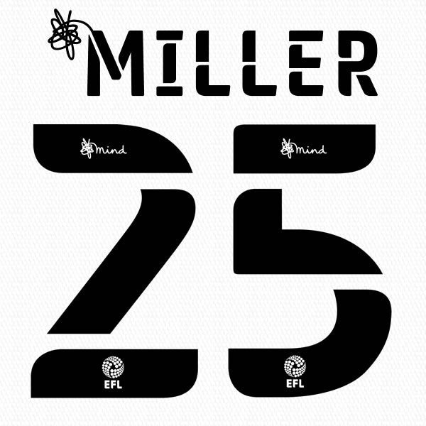 BARNSLEY 2020 2021 OFFICIAL MILLER 25 AWAY PLAYER SIZE NAME SET
