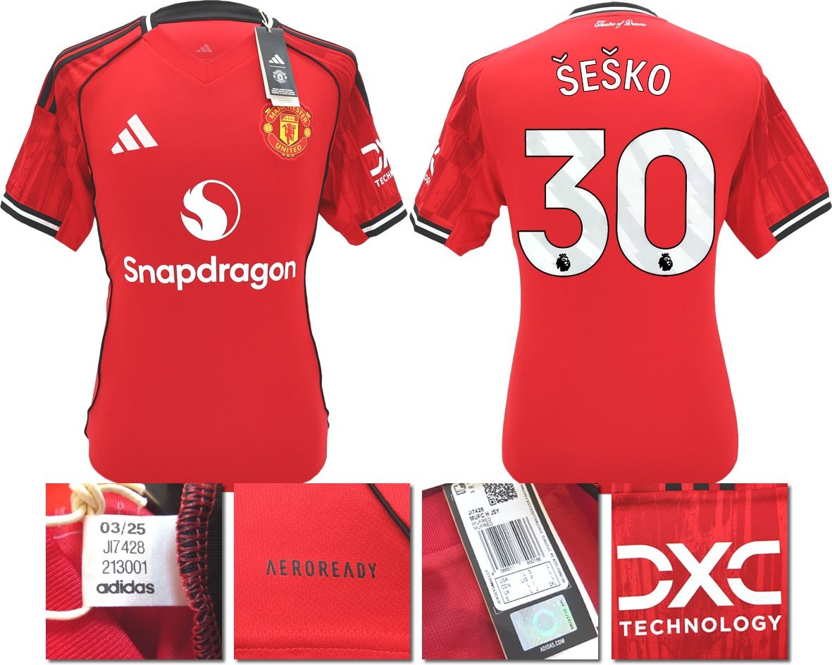 BNWT 2025 2026 MANCHESTER UNITED ADIDAS HOME SHIRT SESKO 30