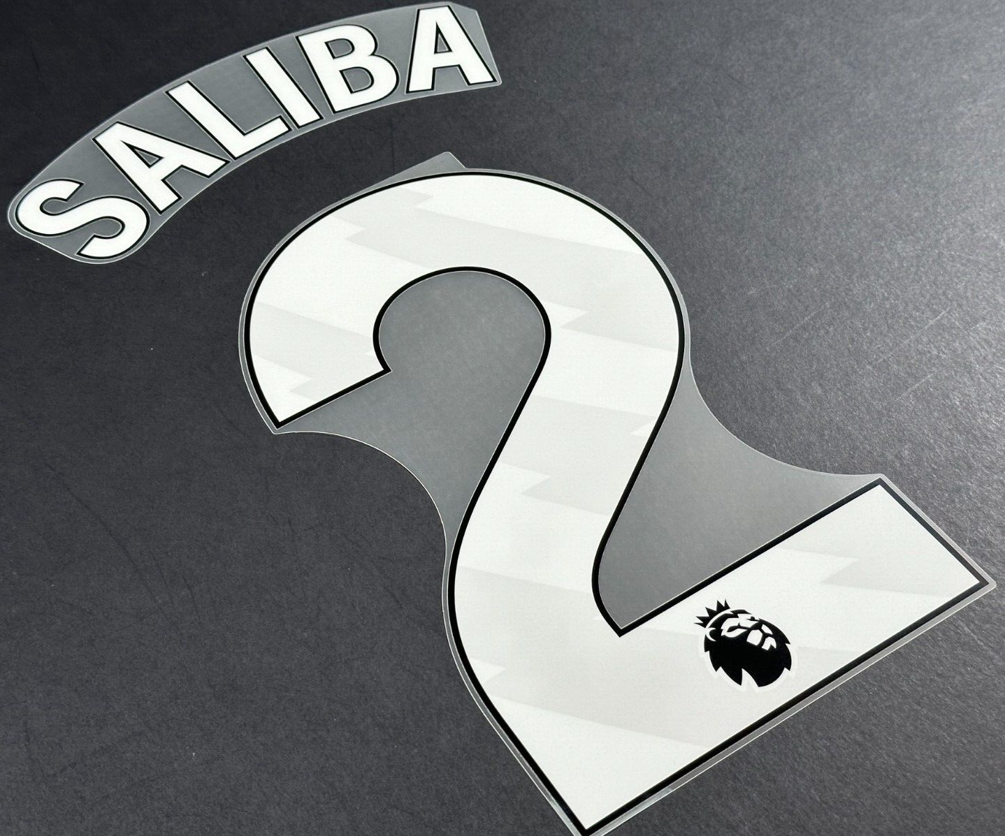 ARSENAL 2025 2026 SALIBA 2 OFFICIAL AVERY DENNISON WHITE PLAYER SIZE NAMESET