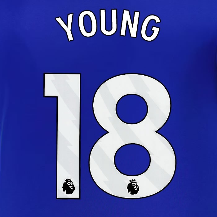 2024 2025 EVERTON YOUNG 18 OFFICIAL WHITE HOME PLAYER SIZE NAMESET