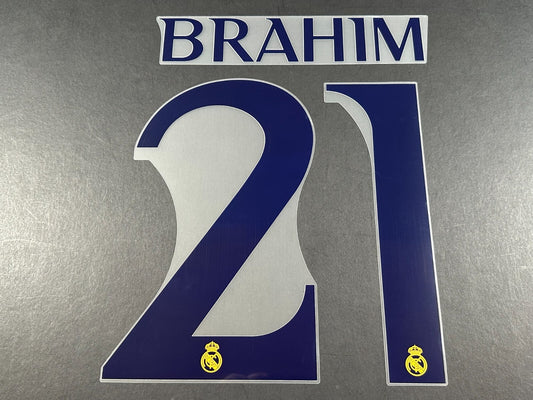 2023 2024 AVERY DENNISON REAL MADRID BRAHIM 21 HOME PLAYER SIZE NAMESET