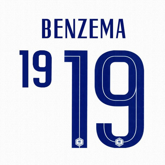 FRANCE 2020 2021 OFFICIAL BENZEMA 19 AWAY PLAYER SIZE NAMESET