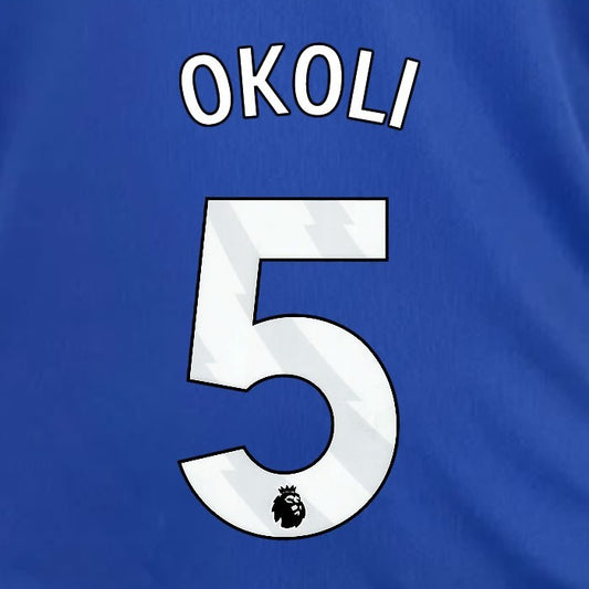 2024 2025 OFFICIAL LEICESTER CITY OKOLI 5 WHITE HOME PLAYER SIZE NAME SET