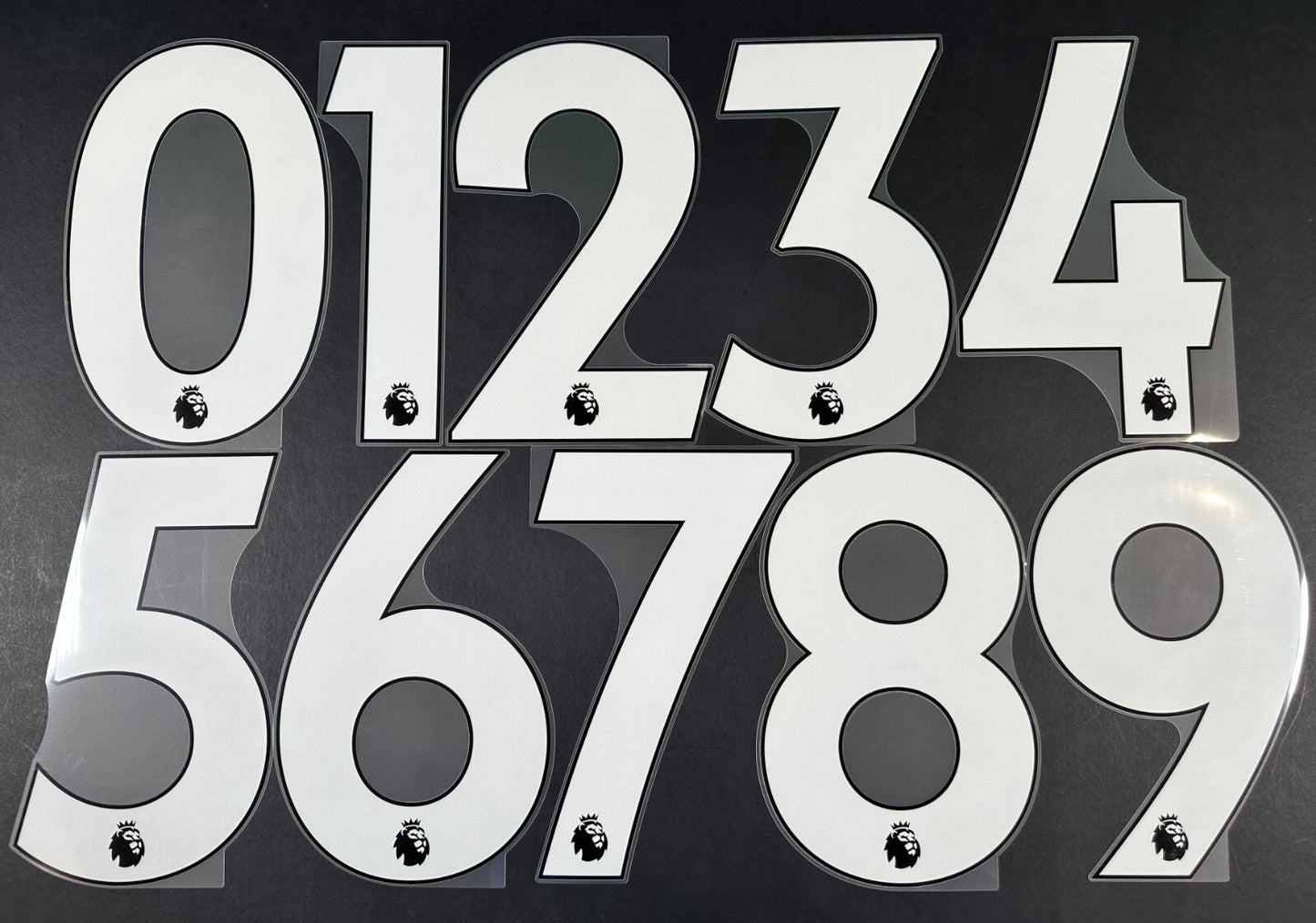 2021 - 2022 OFFICIAL AVERY DENNISON PREMIER LEAGUE WHITE PLAYER SIZE NUMBERS