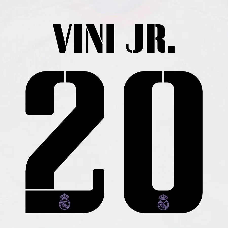 22 23 AVERY DENNISON REAL MADRID VINI JR. 20 HOME BLACK PLAYER SIZE NAMESET