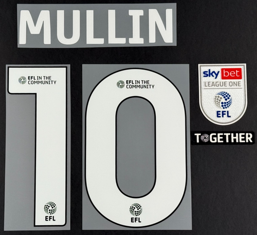 2425 WREXHAM A.F.C.  MULLIN 10 OFFICIAL WHITE HOME PLAYER SIZE NAME & PATCH SET