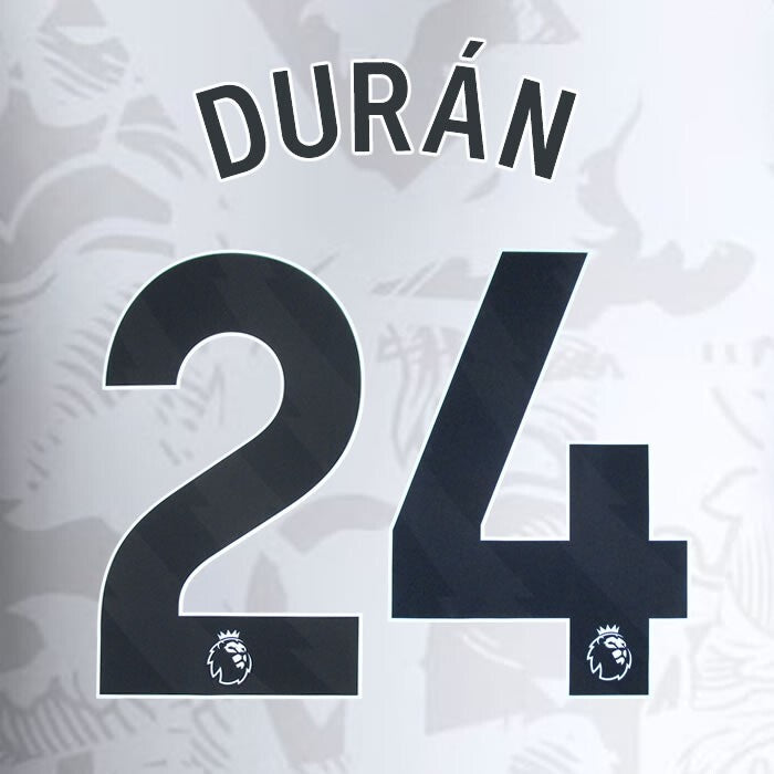2023 2024 ASTON VILLA DURAN 24 OFFICIAL BLACK AWAY PLAYER SIZE NAMESET