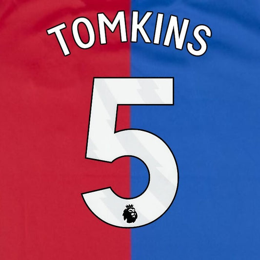 2023 2024 OFFICIAL CRYSTAL PALACE TOMKINS 5 WHITE HOME PLAYER SIZE NAMESET