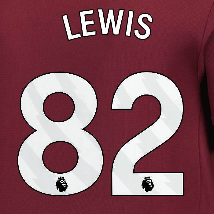 2024 2025 MANCHESTER CITY LEWIS 82 WHITE 3RD PLAYER SIZE NAME SET