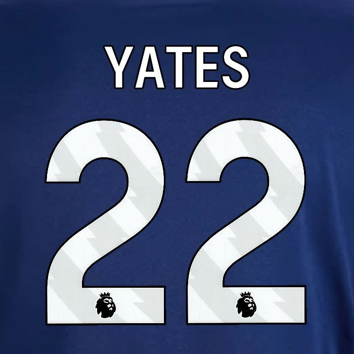 2024 2025 OFFICIAL NOTTINGHAM YATES 22 WHITE AWAY PLAYER SIZE NAMESET