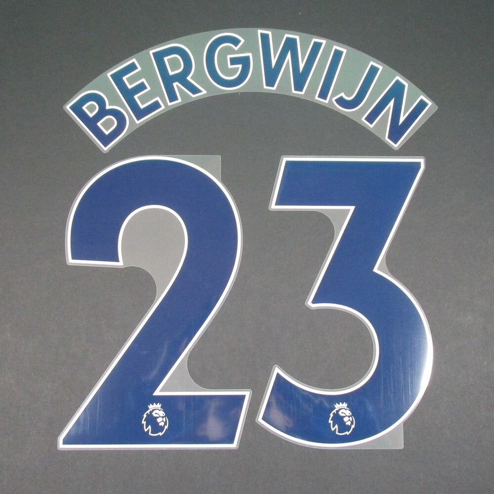 TOTTENHAM 2019-23 BERGWIJN 23 OFFICIAL AVERY DENNISON NAVY PLAYER SIZE NAME SET