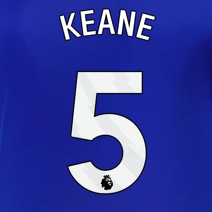 2024 2025 EVERTON KEANE 5 OFFICIAL WHITE HOME PLAYER SIZE NAMESET