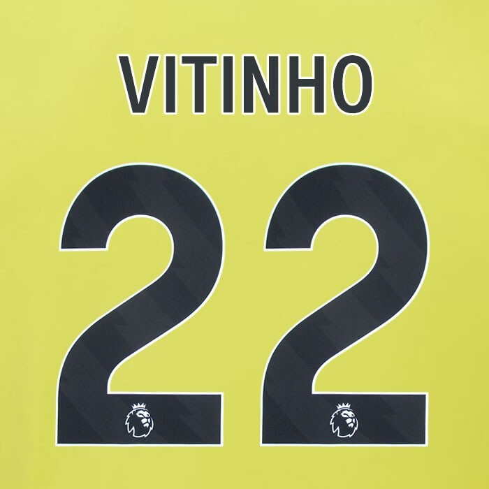 2023 2024 BURNLEY VITINHO 22 OFFICIAL BLACK AWAY PLAYER SIZE NAMESET