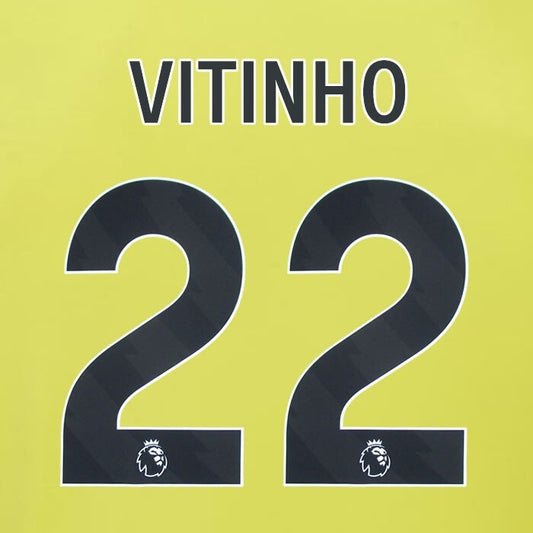 2023 2024 BURNLEY VITINHO 22 OFFICIAL BLACK AWAY PLAYER SIZE NAMESET