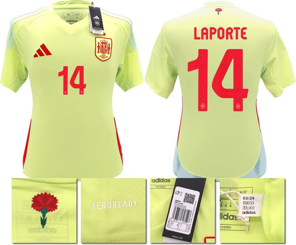 BNWT 2024 2025 SPAIN ADIDAS AWAY SHIRT LAPORTE 14 MEN'S