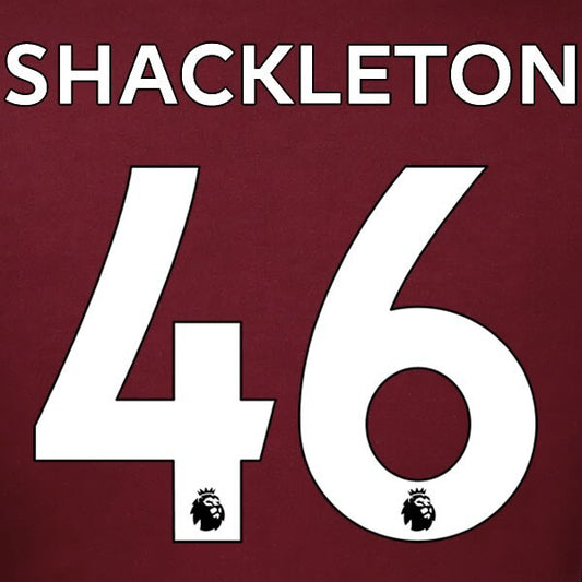 LEEDS UNITED 19-23 SHACKLETON 46 OFFICIAL AVERY DENNISON WHITE PLAYER SIZE SET