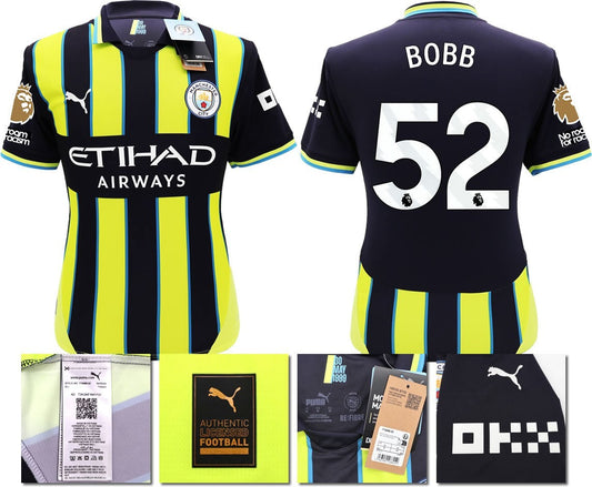 BNWT 24 25 MAN CITY PUMA AWAY BOBB 52 + PATCHES FOOTBALL SHIRT MEN'S SMALL