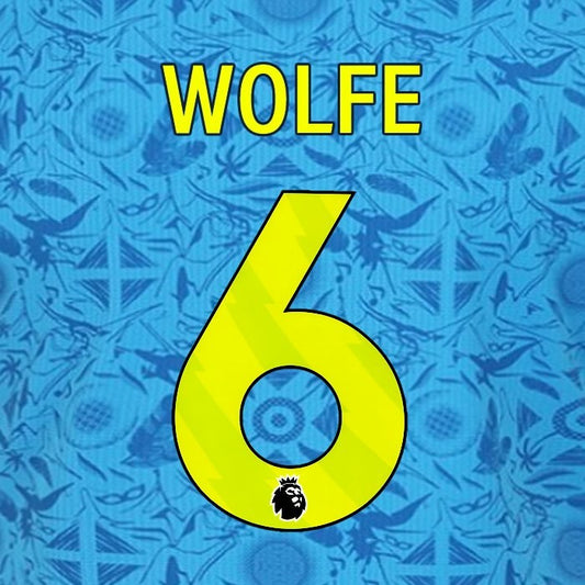 2025 2026 WOLVES 3RD YELLOW WOLFE 6 OFFICIAL PLAYER SIZE NAMESET