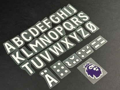 2023 - 2025 OFFICIAL AVERY DENNISON PREMIER LEAGUE WHITE KIDS SIZE LETTERS 35MM