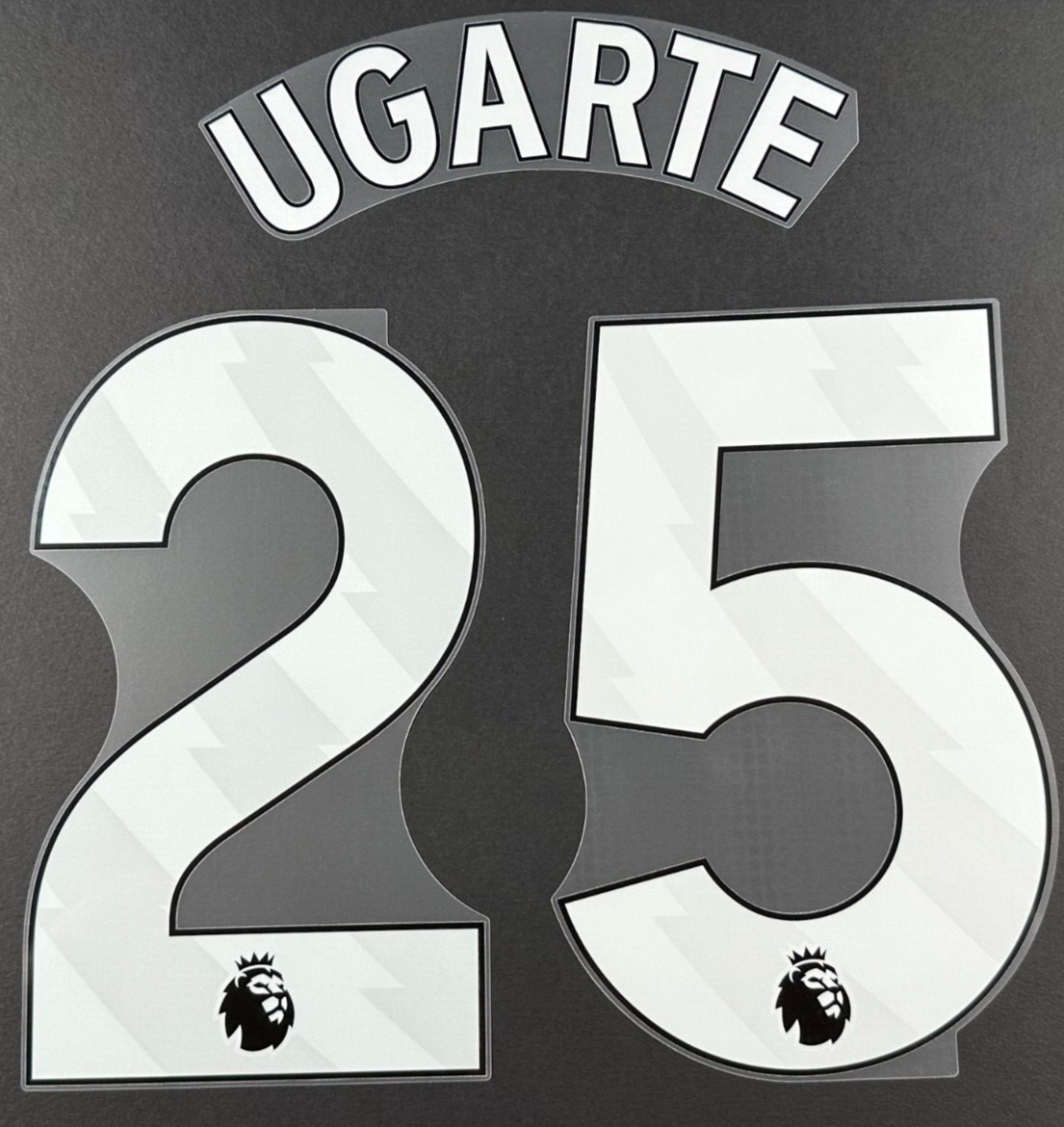 MAN UTD 2025 2026 UGARTE 25 OFFICIAL AVERY DENNISON WHITE PLAYER SIZE NAME SET