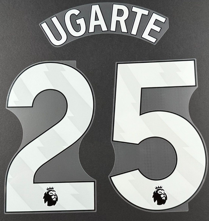 MAN UTD 2025 2026 UGARTE 25 OFFICIAL AVERY DENNISON WHITE PLAYER SIZE NAME SET