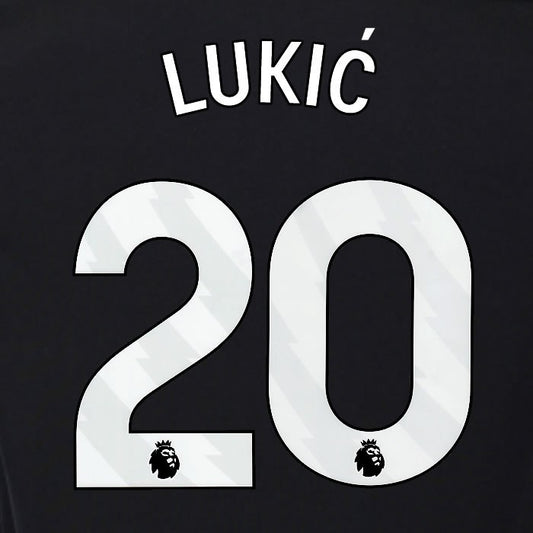 2025 2026 OFFICIAL FULHAM LUKIC 20 WHITE 3RD PLAYER SIZE NAMESET