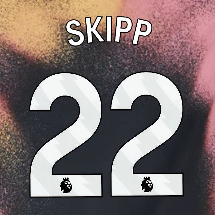 2024 2025 OFFICIAL LEICESTER CITY SKIPP 22 WHITE AWAY PLAYER SIZE NAME SET