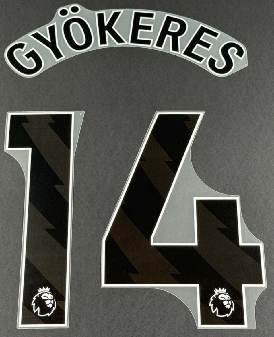 ARSENAL 25/26 GYOKERES 14 OFFICIAL AVERY DENNISON BLACK PLAYER SIZE NAME SET