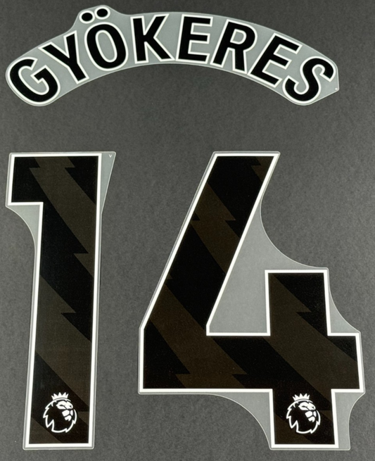 ARSENAL 25/26 GYOKERES 14 OFFICIAL AVERY DENNISON BLACK PLAYER SIZE NAME SET