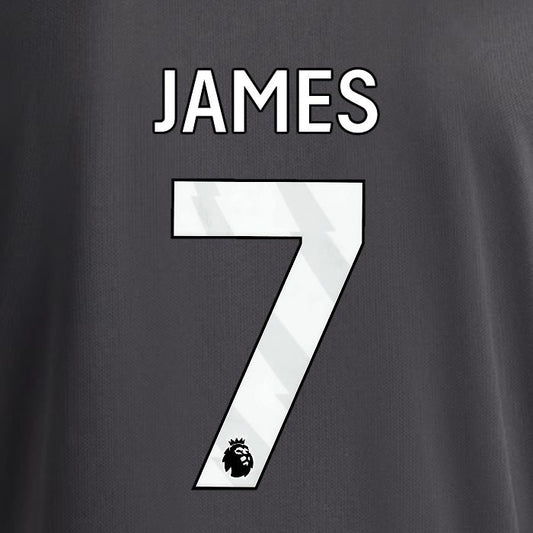 2025 2026 OFFICIAL LEEDS UNITED JAMES 7 WHITE 3RD PLAYER SIZE NAMESET