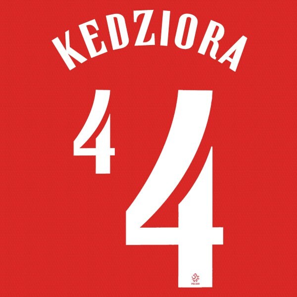 2020 2021 OFFICIAL POLAND KEDZIORA 4 AWAY WHITE PLAYER SIZE NAMESET