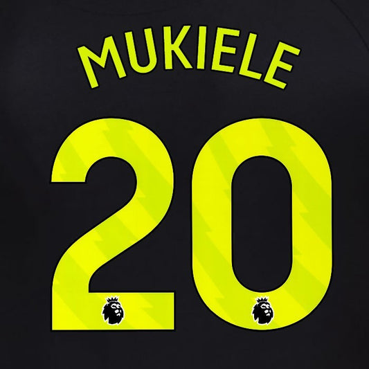 2025 2026 OFFICIAL SUNDERLAND MUKIELE 20 YELLOW 3RD PLAYER SIZE NAME SET