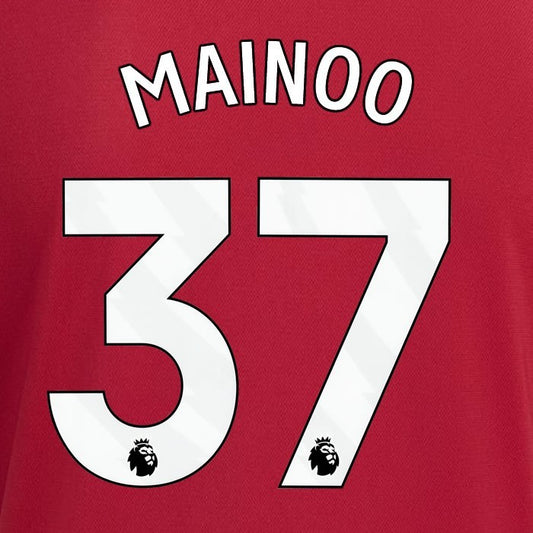 2023 2024 MANCHESTER UNITED MAINOO 37 HOME WHITE PLAYER SIZE NAMESET