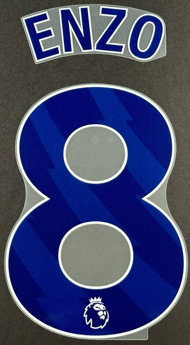 CHELSEA 2024 2025 ENZO 8 OFFICIAL AVERY DENNISON BLUE PLAYER SIZE NAME SET