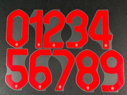 2024 2025 OFFICIAL AVERY DENNISON SPAIN AWAY RED FRONT SHIRT NUMBERS 105MM