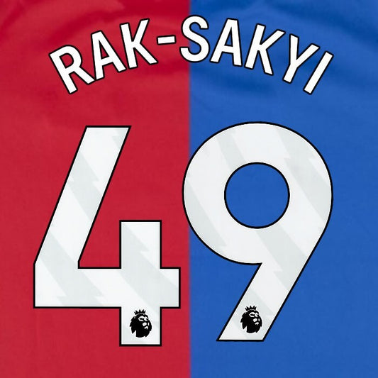2023 2024 OFFICIAL CRYSTAL PALACE RAK - SAKYI 49 WHITE HOME PLAYER SIZE NAMESET