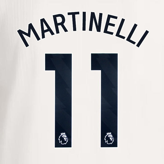 2025 2026 ARSENAL MARTINELLI 11 BLACK 3RD OFFICIAL PLAYER SIZE NAMESET