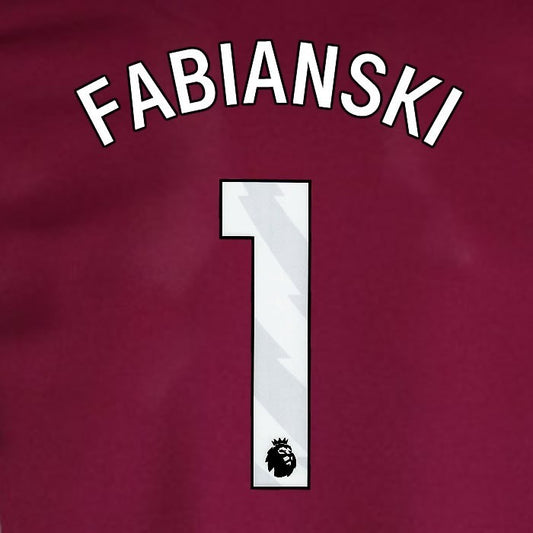 2024 2025 WEST HAM FABIANSKI 1 OFFICIAL WHITE HOME PLAYER SIZE NAMESET